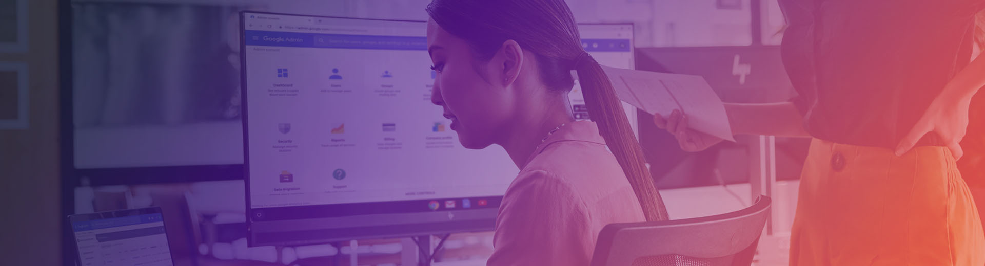 Lady at a desktop PC