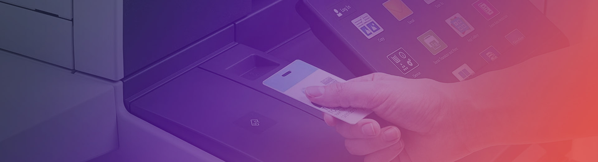 Person using ID card to securely access the Xerox printer