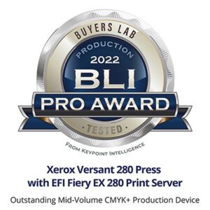 BLI PRO Award Badge for Xerox Versant 280 2022