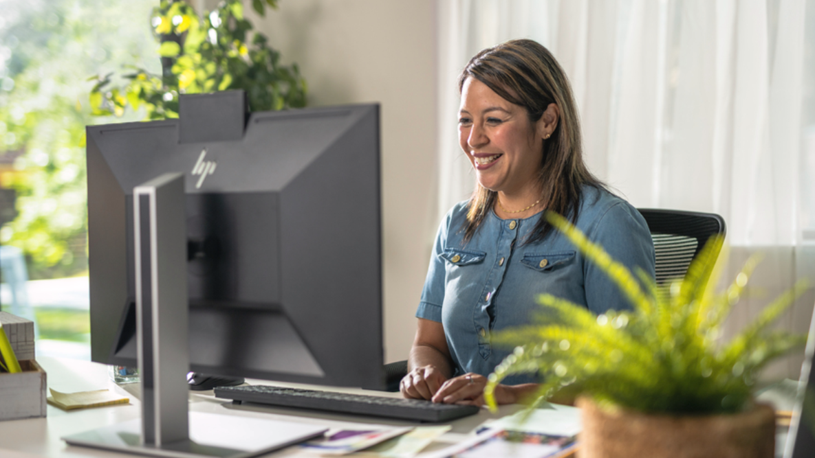 Hybrid worker at desk