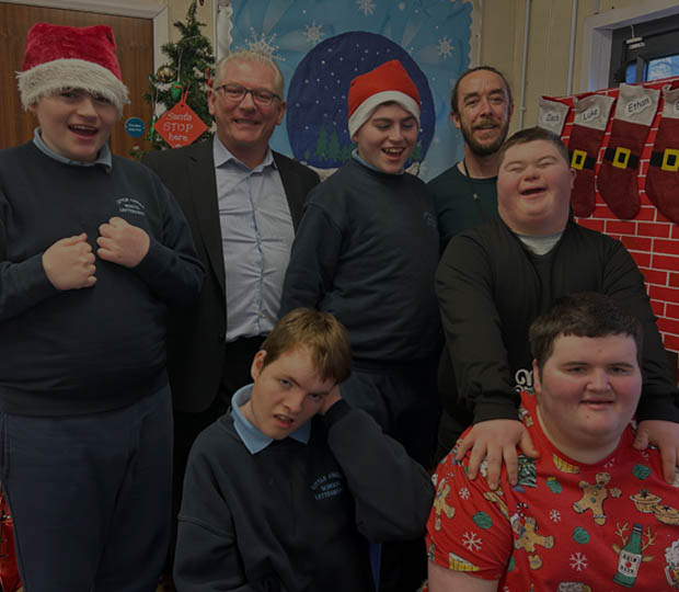 Liam Boyle from Xeretec visiting staff and pupils at Little Angels School in Ireland