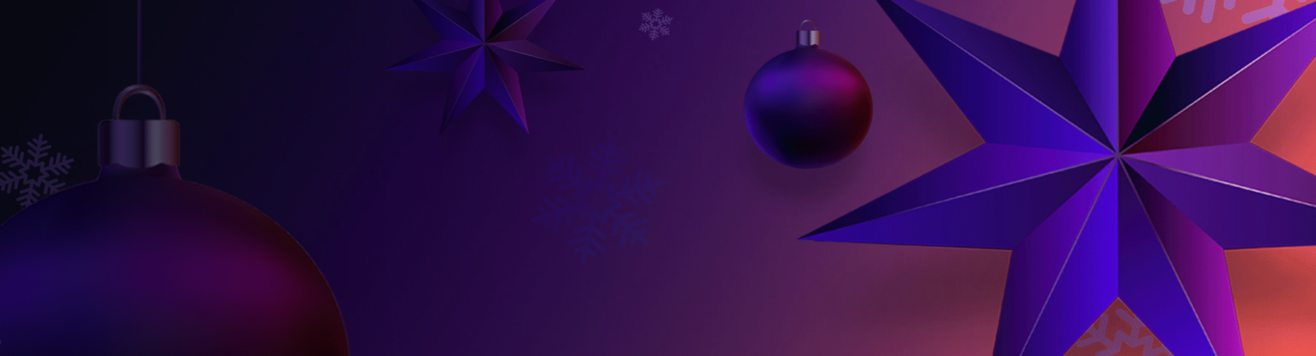Purple Christmas image with stars and baubles