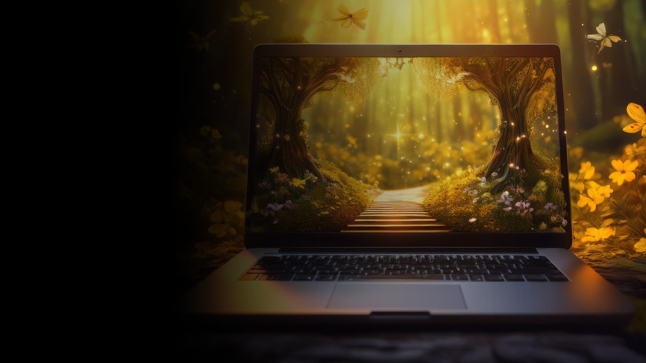 laptop and forest