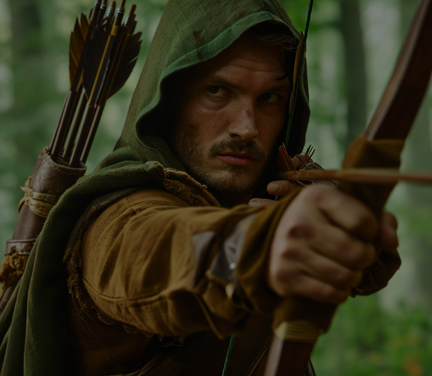 Robin hood with bow and arrow