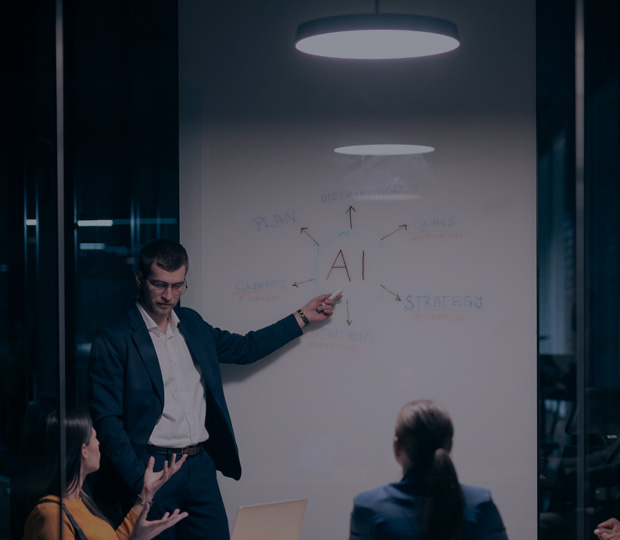 Colleagues discussing AI